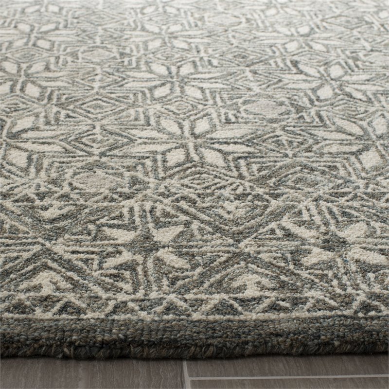 Safavieh Micro-Loop 4' x 6' Hand Tufted Wool Rug in Blue and Ivory
