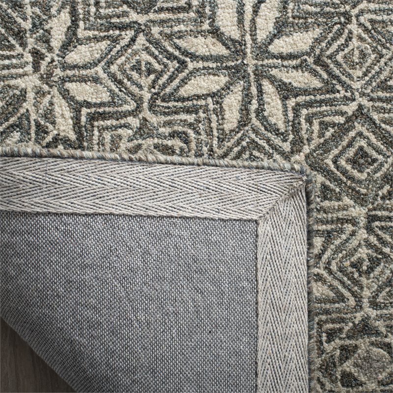 Safavieh Micro-Loop 5' x 8' Hand Tufted Wool Rug in Blue and Ivory