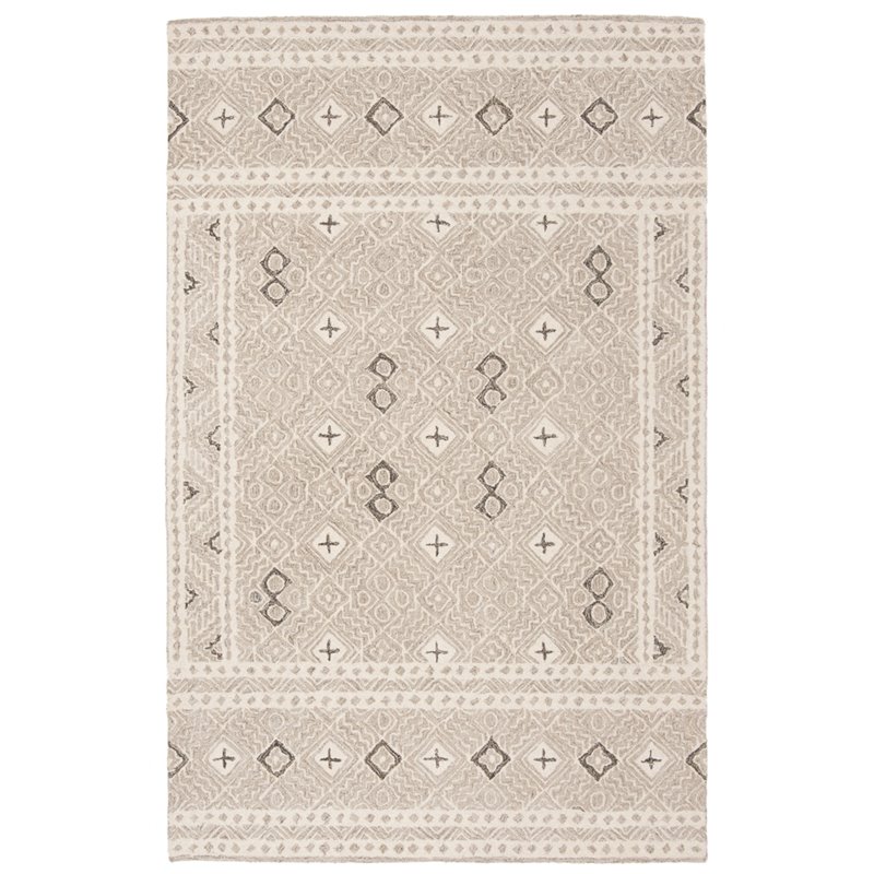 Safavieh Micro-Loop 4' x 6' Hand Tufted Wool Rug in Gray and Ivory