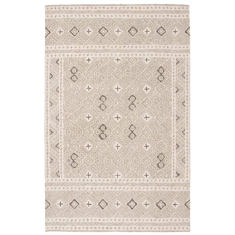 Safavieh Micro-Loop 8' x 10' Hand Tufted Wool Rug in Gray and Ivory