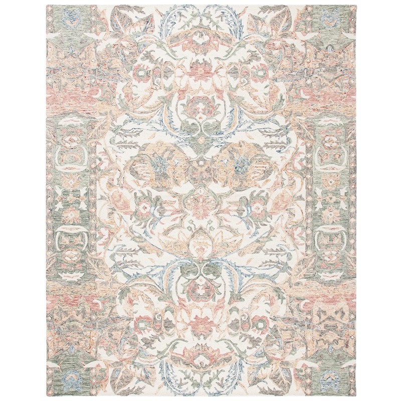 Safavieh Micro-Loop 8' x 10' Hand Tufted Wool Rug in Ivory and Blue