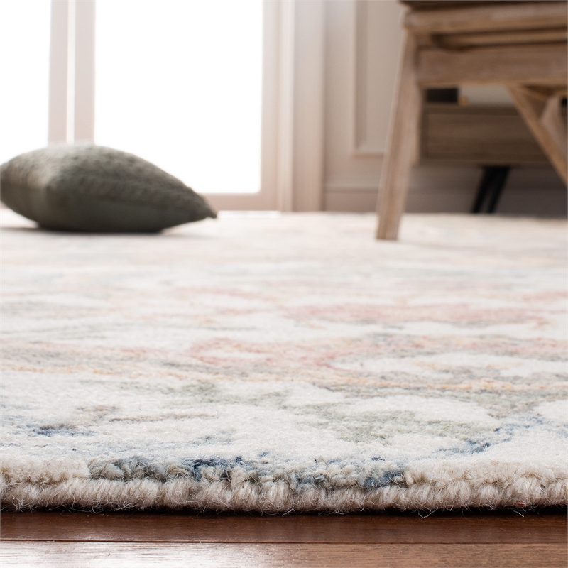 Safavieh Micro-Loop 8' x 10' Hand Tufted Wool Rug in Ivory and Blue