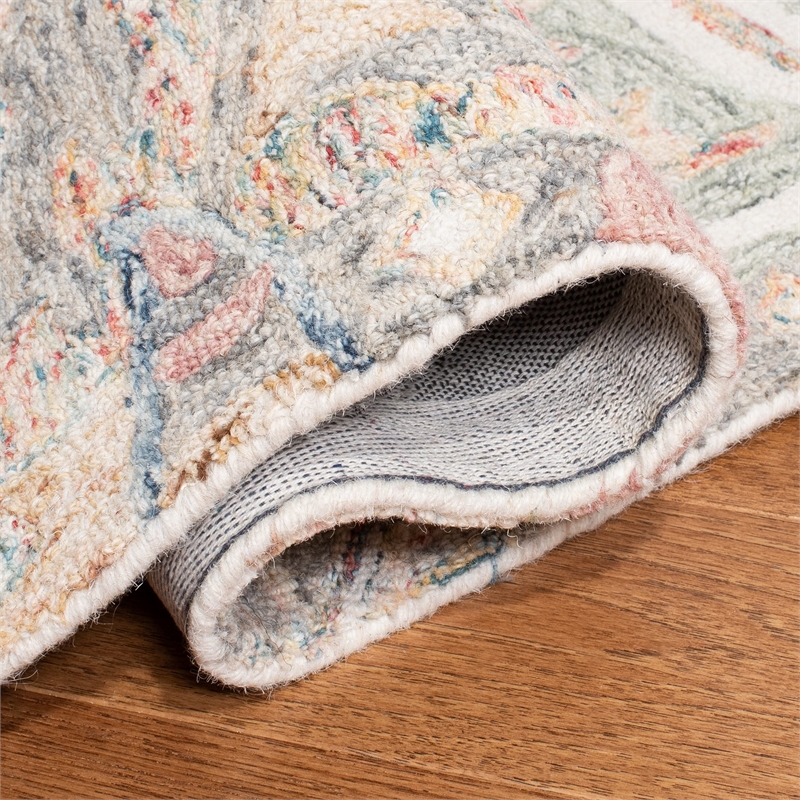 Safavieh Micro-Loop 8' x 10' Hand Tufted Wool Rug in Ivory and Blue