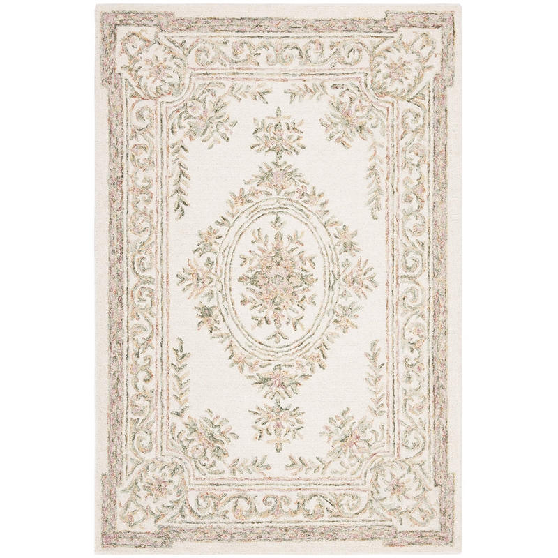 Safavieh Micro-Loop 4' x 6' Hand Tufted Wool Rug in Ivory and Fuchsia