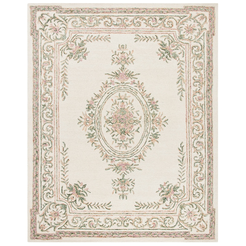 Safavieh Micro-Loop 8' x 10' Hand Tufted Wool Rug in Ivory and Fuchsia