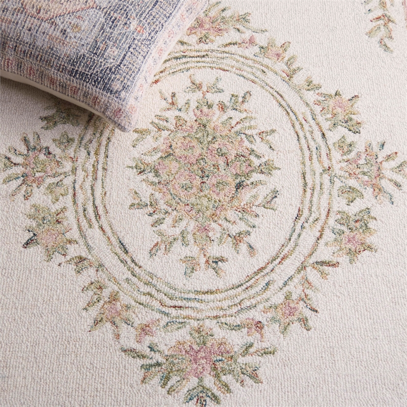 Safavieh Micro-Loop 8' x 10' Hand Tufted Wool Rug in Ivory and Fuchsia
