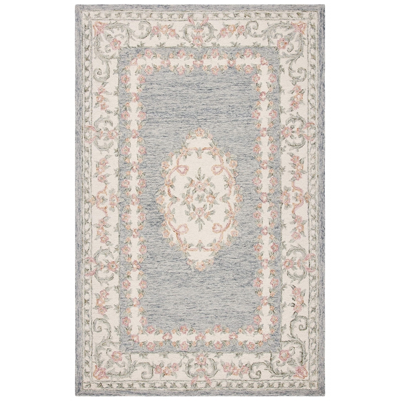 Safavieh Micro-Loop 5' x 8' Hand Tufted Wool Rug in Gray and Ivory