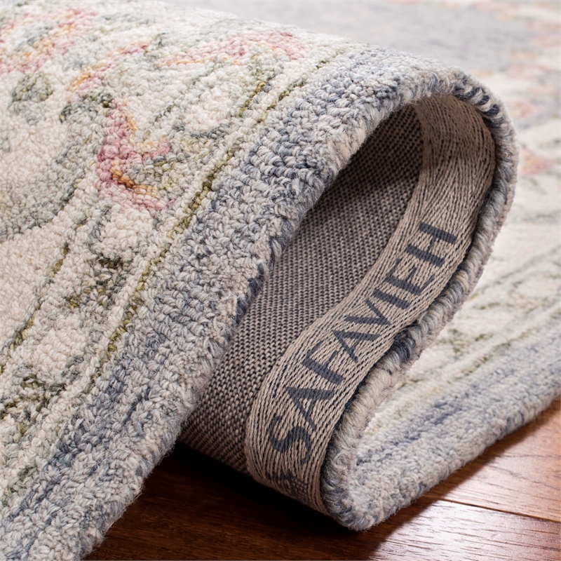 Safavieh Micro-Loop 8' x 10' Hand Tufted Wool Rug in Gray and Ivory