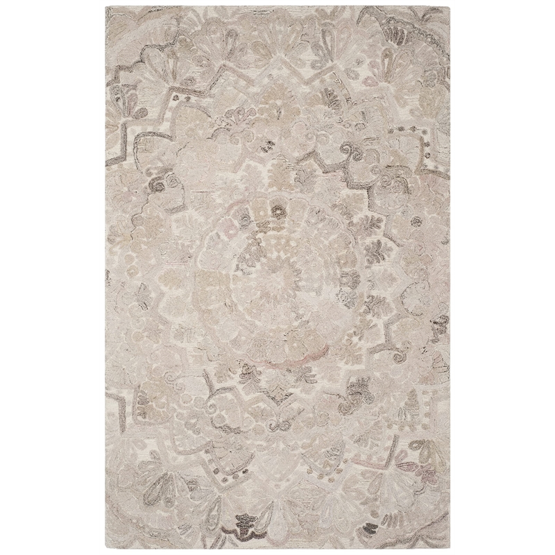 Safavieh Marquee 5' x 8' Hand Tufted Wool Rug in Beige and Ivory