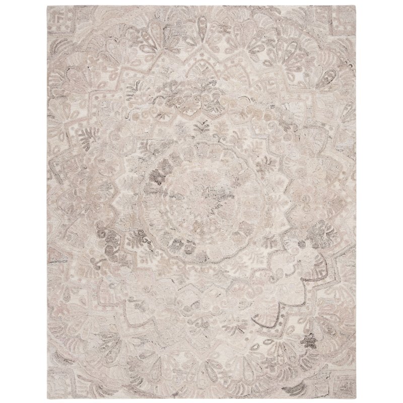 Safavieh Marquee 8' x 10' Hand Tufted Wool Rug in Beige and Ivory