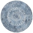 Safavieh Marquee 6' Round Hand Tufted Wool Rug in Blue and Ivory