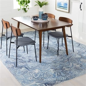 Safavieh Marquee 6' Square Hand Tufted Wool Rug in Blue and Ivory