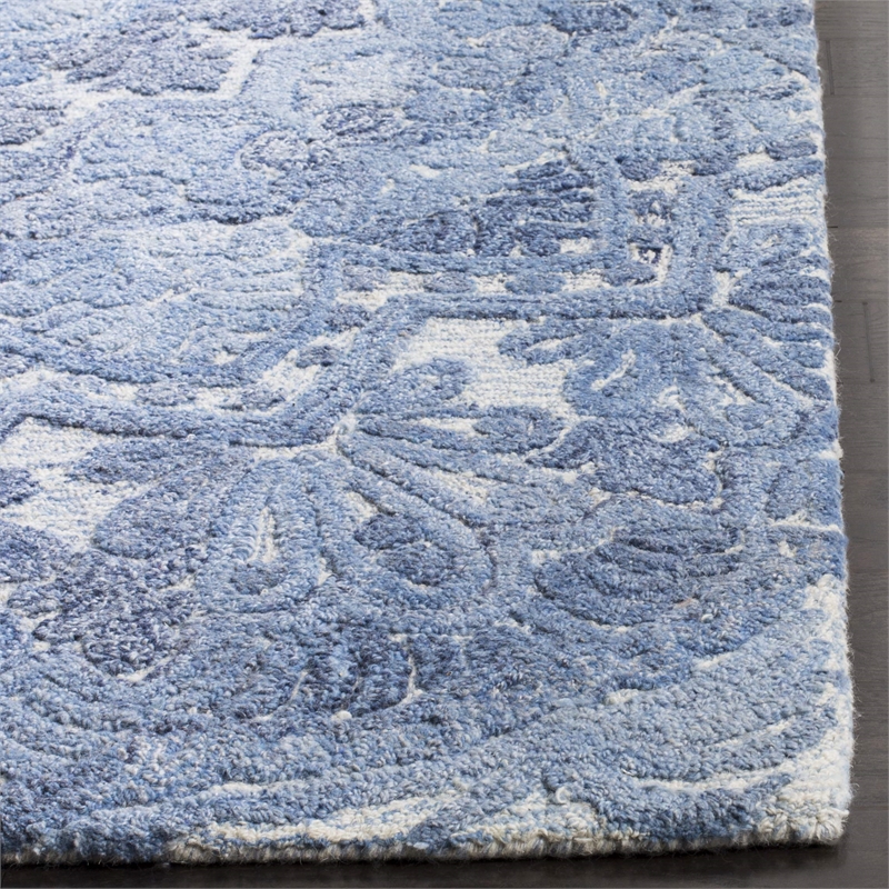 Safavieh Marquee 6' Square Hand Tufted Wool Rug in Blue and Ivory