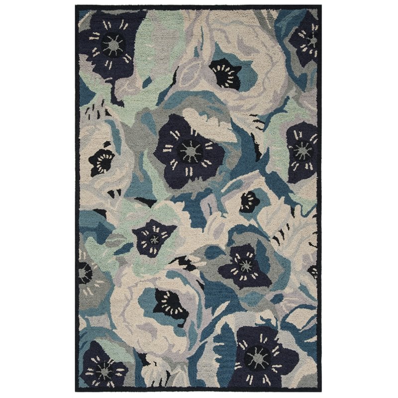 Safavieh Martha Stewart 5' x 8' Hand Tufted Wool Rug in Blue and Gray