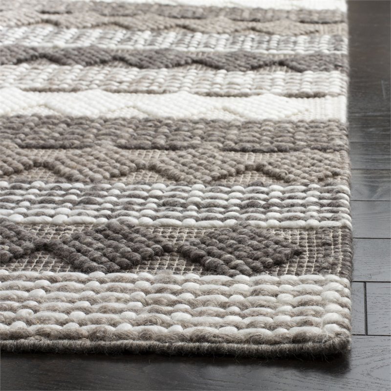 Safavieh Natura 3' x 5' Hand Loomed Wool Rug in Gray and Ivory