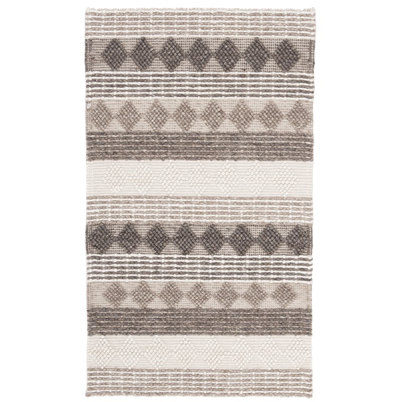 Safavieh Natura 3' x 5' Hand Loomed Wool Rug in Gray and Ivory
