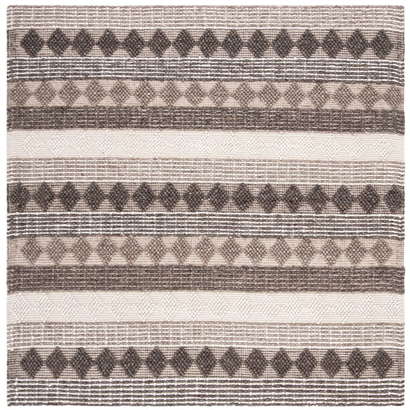 Safavieh Natura 6' Square Hand Loomed Wool Rug in Gray and Ivory