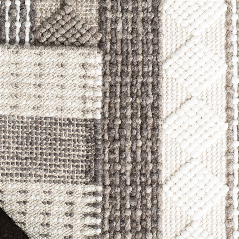 Safavieh Natura 6' Square Hand Loomed Wool Rug in Gray and Ivory