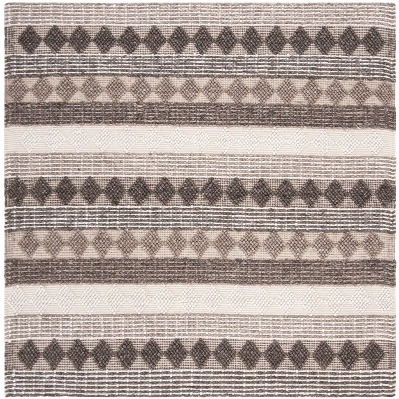 Safavieh Natura 6' Square Hand Loomed Wool Rug in Gray and Ivory