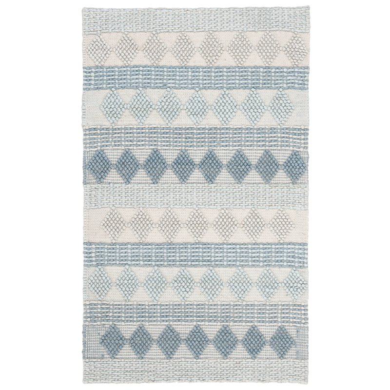 Safavieh Natura 3' x 5' Hand Loomed Wool Rug in Blue and Ivory