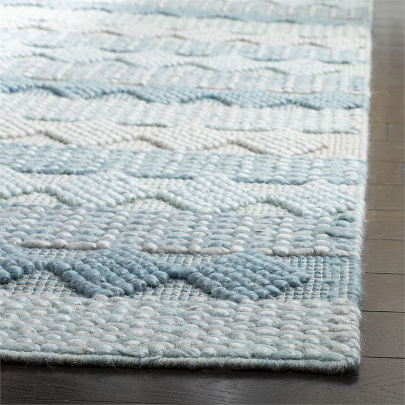 Safavieh Natura 6' Square Hand Loomed Wool Rug in Blue and Ivory