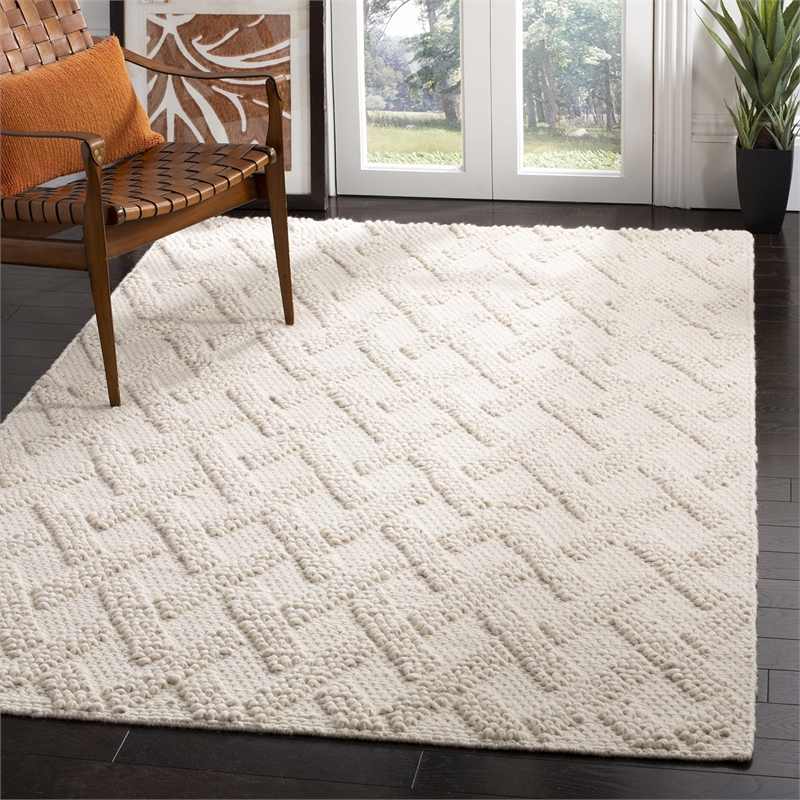 Safavieh Natura 6' Square Hand Loomed Wool Rug in Ivory and Beige