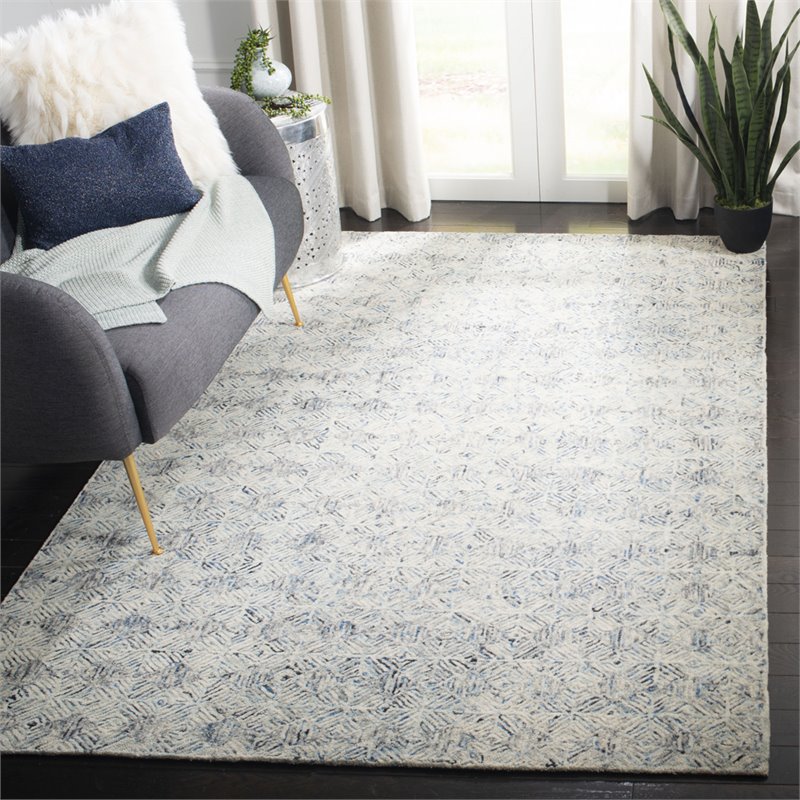 Safavieh Renaissance 5' x 8' Hand Tufted Wool Rug in Blue and Ivory