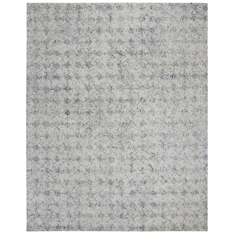 Safavieh Renaissance 8' x 10' Hand Tufted Wool Rug in Blue and Ivory