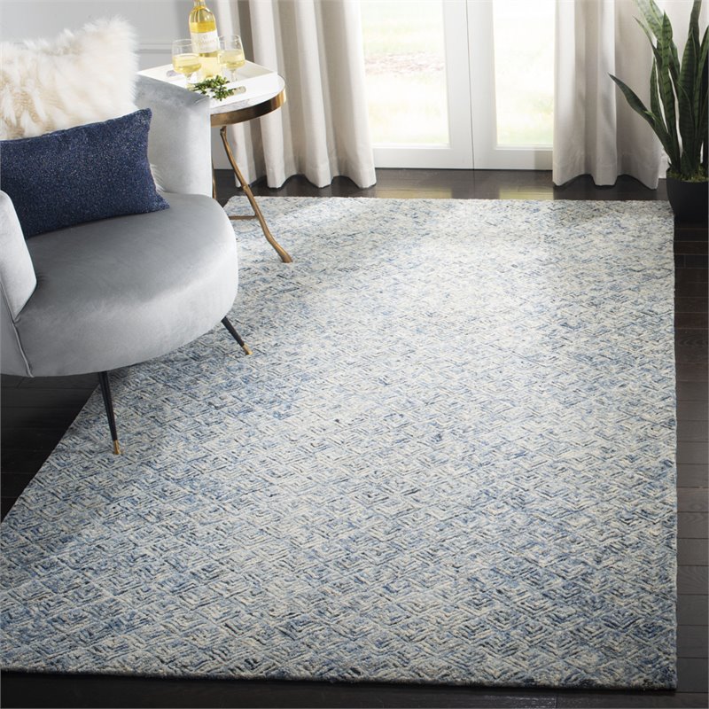 Safavieh Renaissance 5' x 8' Hand Tufted Wool Rug in Blue and Ivory