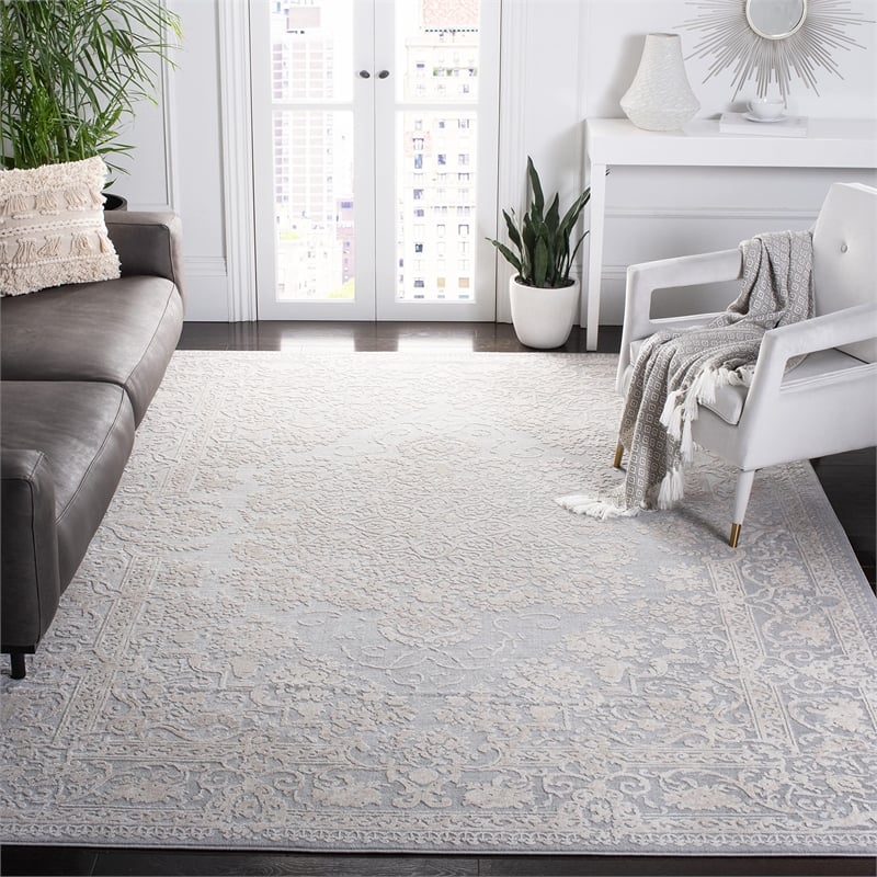 Safavieh Reflection 10' x 14' Rug in Light Gray and Cream