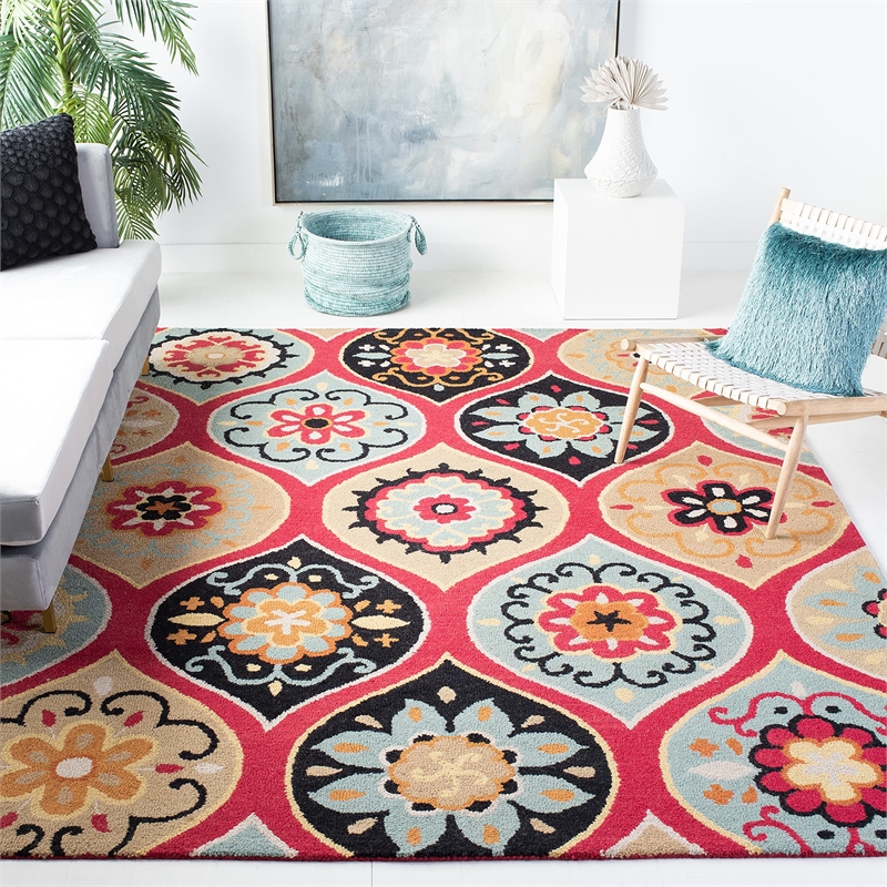 Safavieh Roslyn 3' x 5' Hand Tufted Wool Rug in Blue and Black