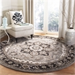Safavieh Royalty 7' Round Hand Tufted Wool Rug in Silver and Charcoal
