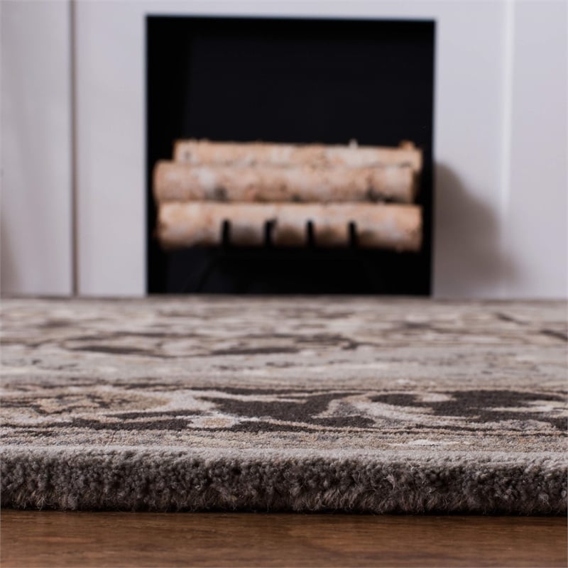 Safavieh Royalty 8' x 10' Hand Tufted Wool Rug in Silver and Charcoal