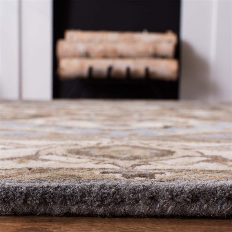 Safavieh Royalty 4' x 6' Hand Tufted Wool Rug in Light Blue and Beige