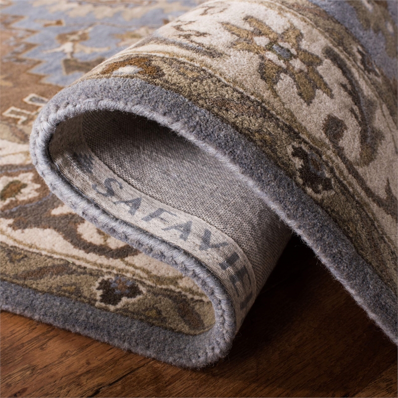 Safavieh Royalty 4' x 6' Hand Tufted Wool Rug in Light Blue and Beige