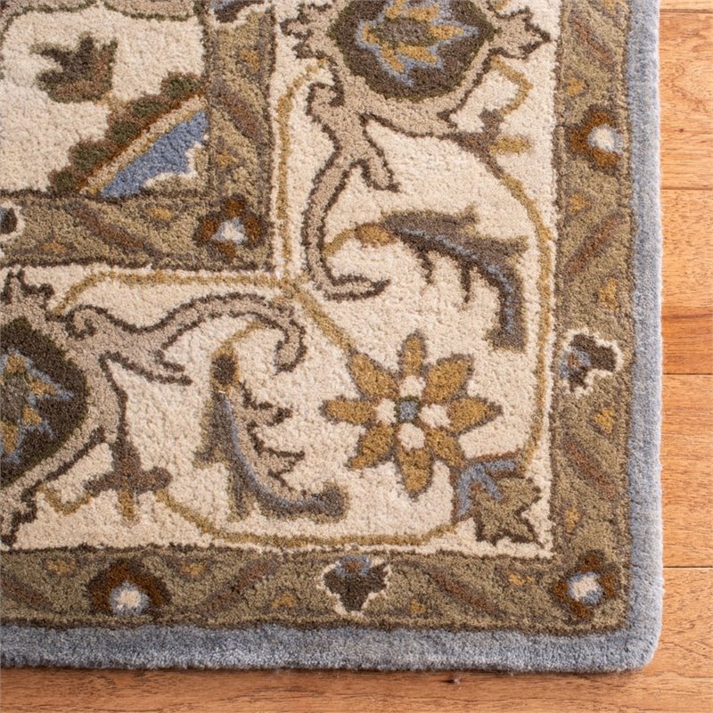 Safavieh Royalty 7' Square Hand Tufted Wool Rug in Light Blue