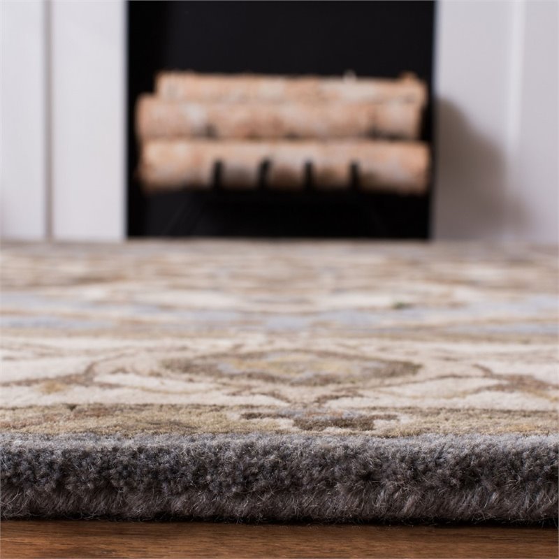 Safavieh Royalty 7' Square Hand Tufted Wool Rug in Light Blue