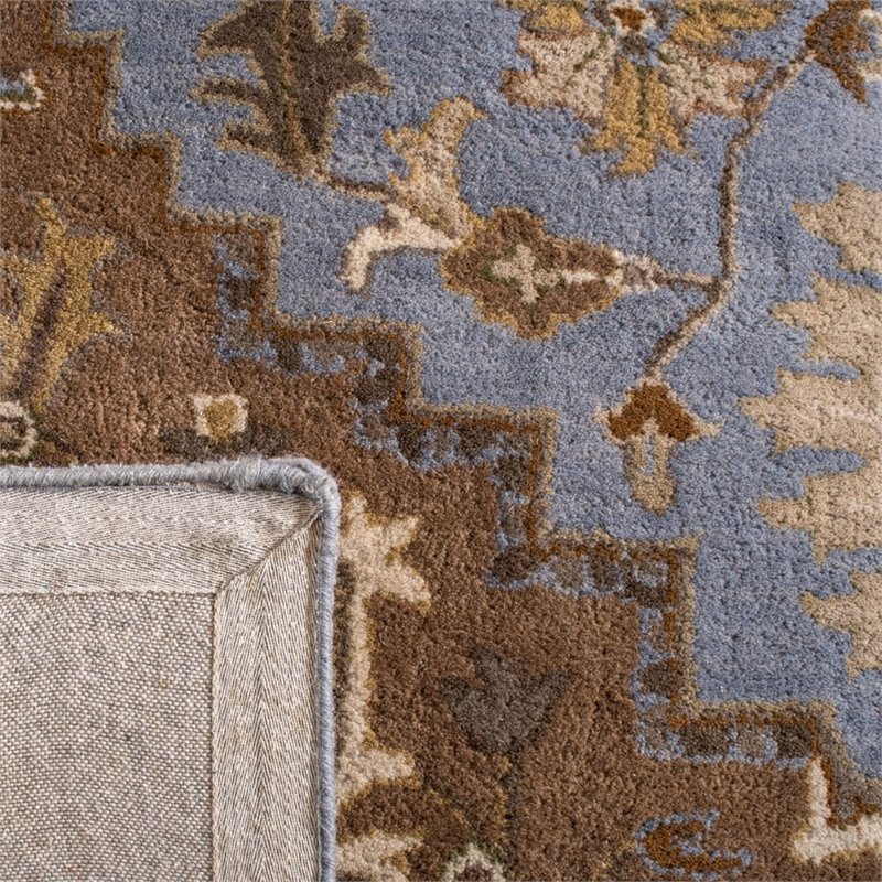 Safavieh Royalty 7' Square Hand Tufted Wool Rug in Light Blue