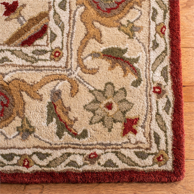 Safavieh Royalty 4' x 6' Hand Tufted Wool Rug in Red and Beige