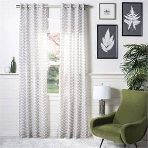 Safavieh Penda 96&quot Curtain Panel in Taupe and White