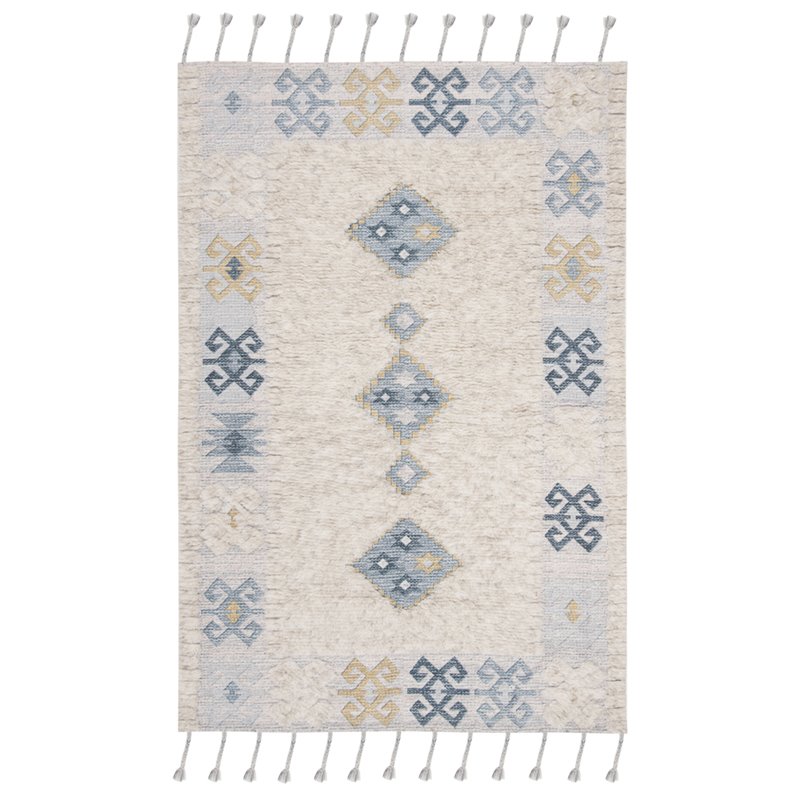 Safavieh Saffron 5' x 8' Hand Loomed Wool Rug in Beige and Blue