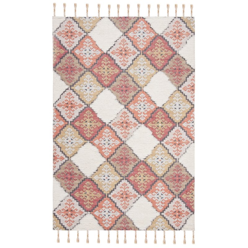 Safavieh Saffron 5' x 8' Hand Loomed Wool Rug in Rust and Ivory