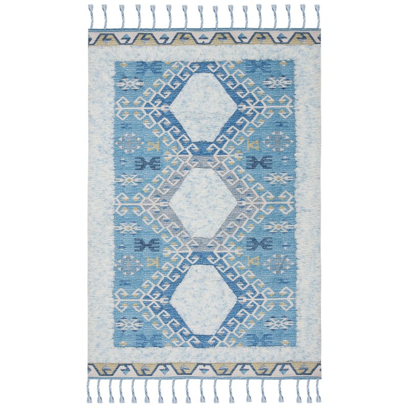 Safavieh Saffron 4' x 6' Hand Loomed Wool Rug in Turquoise and Blue