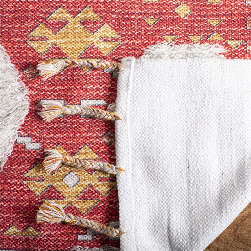Safavieh Saffron 8' x 10' Hand Loomed Wool Rug in Rust and Beige