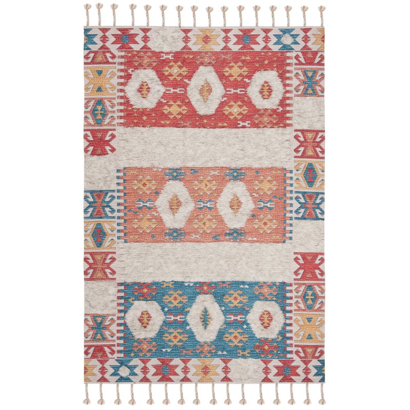Safavieh Saffron 8' x 10' Hand Loomed Wool Rug in Rust and Beige
