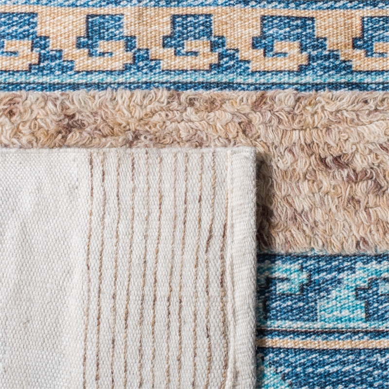 Safavieh Saffron 4' x 6' Hand Loomed Wool Rug in Blue and Taupe