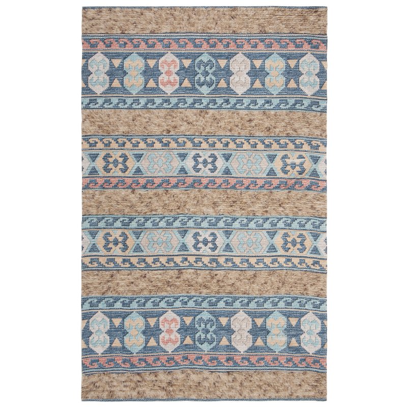 Safavieh Saffron 8' x 10' Hand Loomed Wool Rug in Blue and Taupe