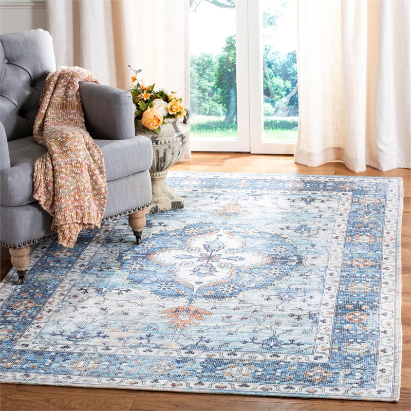 Safavieh Saffron 3' x 5' Rug in Blue and Ivory
