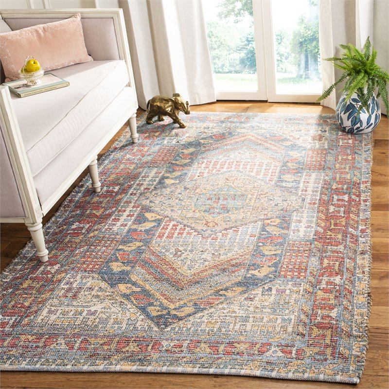 Safavieh Saffron 3' x 5' Hand Loomed Rug in Fuchsia and Blue