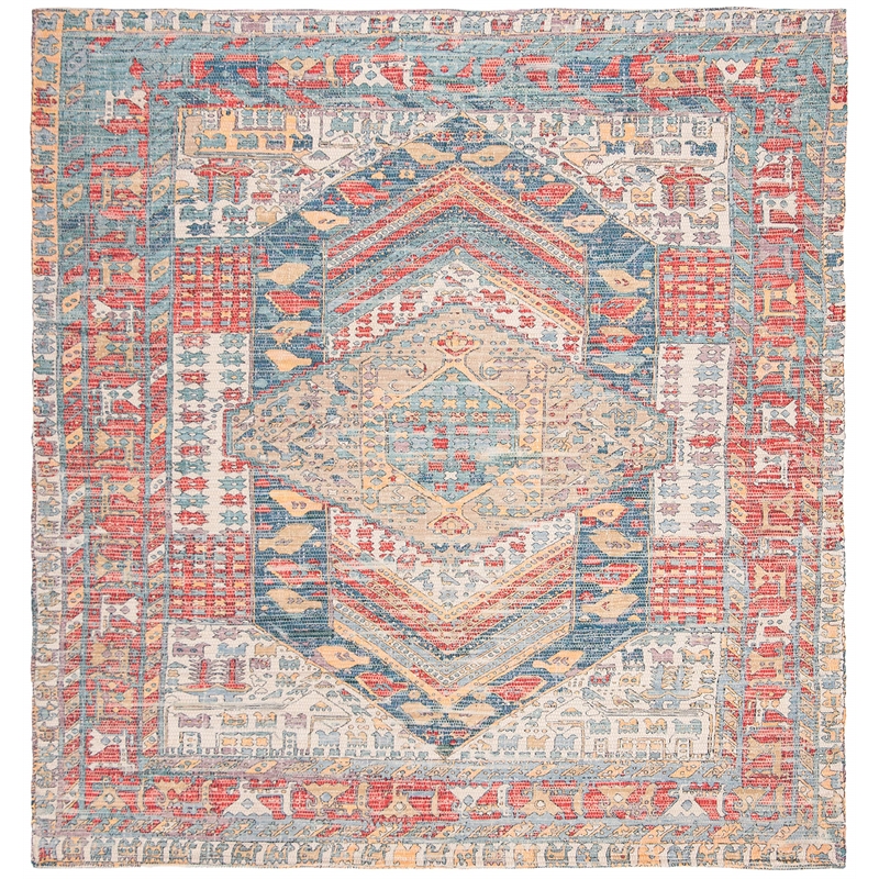 Safavieh Saffron 6' Square Hand Loomed Rug in Fuchsia and Blue